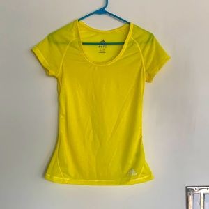 Adidas yellow womens scoop neck work out top- size S